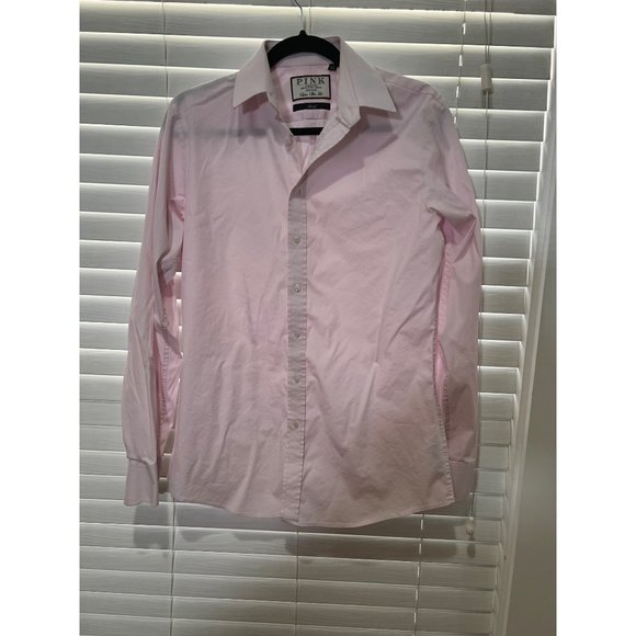 Thomas‎ Pink Stretch Long Sleeve Button Up Shirt - Size 15.5 - Picture 1 of 3